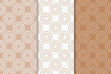 Web, Tekstil ve duvar kağıtları için geometrik Dikişsiz desen kahverengi ve beyaz set