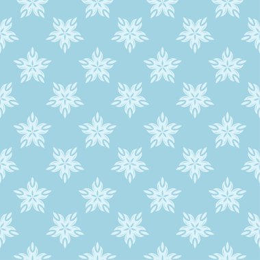 Mavi zemin üzerine beyaz çiçek desenli. Tekstil ve duvar kağıtları için sorunsuz süsleme