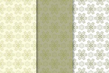 Zeytin yeşili çiçek arka planlar. Tekstil ve duvar kağıtları için dikişsiz desen seti