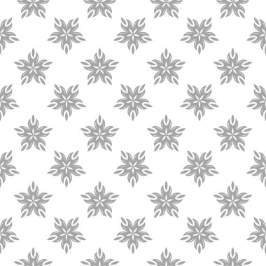 Beyaz arka plan üzerine açık gri çiçek süsleme. Tekstil ve duvar kağıtları için seamless modeli