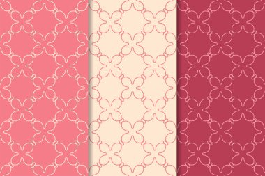 Kiraz kırmızı geometrik yazdırır. Web, Tekstil ve duvar kağıtları için dikey Dikişsiz desen seti