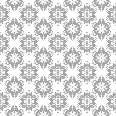 Işık gri çiçek sorunsuz süsleme beyaz arka plan üzerinde. Tekstil ve duvar kağıtları için seamless modeli