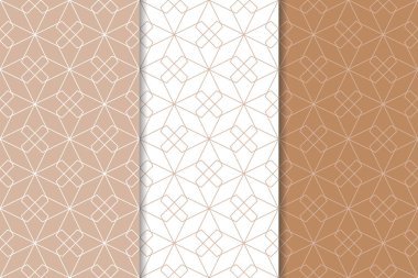 Web, Tekstil ve duvar kağıtları için dikişsiz desen kahverengi ve beyaz geometrik dizi