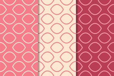 Kiraz kırmızısı geometrik süsler. Web, Tekstil ve duvar kağıtları için dikey Dikişsiz desen seti