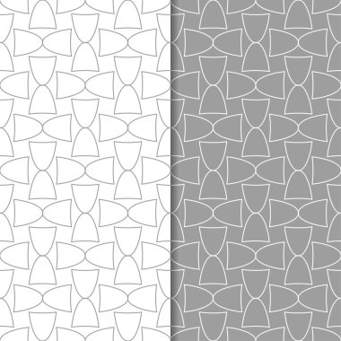 Gri ve beyaz geometrik süsler. Web, Tekstil ve duvar kağıtları için dikişsiz desen seti