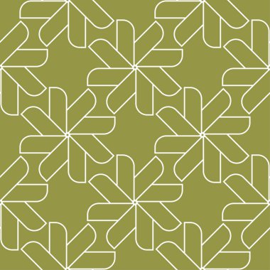 Zeytin yeşili ve beyaz geometrik süsleme. Web, Tekstil ve duvar kağıtları için seamless modeli