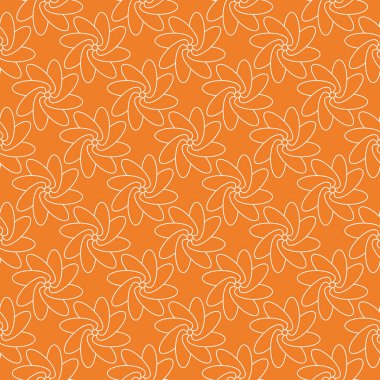 Turuncu zemin üzerine beyaz çiçek süsleme. Tekstil ve duvar kağıtları için seamless modeli