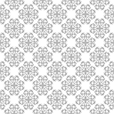 Beyaz arka plan üzerine açık gri çiçek süsleme. Tekstil ve duvar kağıtları için seamless modeli