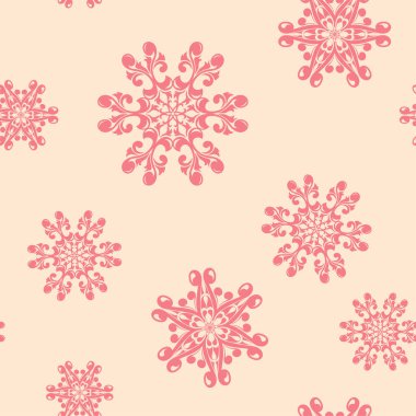 Bej renkli arka plan üzerinde kırmızı çiçekli süs. Tekstil ve duvar kağıtları için seamless modeli