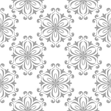 Beyaz arka plan üzerine açık gri çiçek tasarım. Tekstil ve duvar kağıtları için seamless modeli
