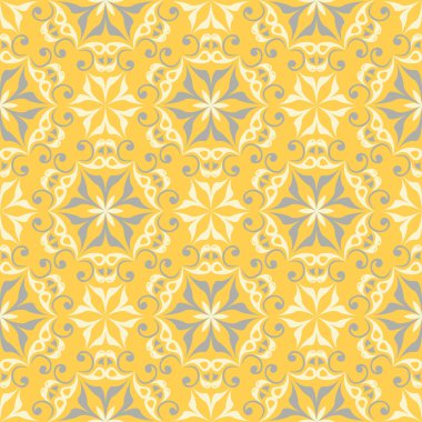 Çiçek arka plan. Sarı gri ve beyaz Dikişsiz desen duvar kağıtları, Tekstil ve kumaş için