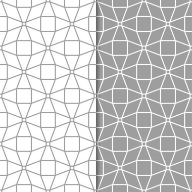 Geometrik süsler kümesi. Gri ve beyaz Dikişsiz desen web, Tekstil ve duvar kağıtları için