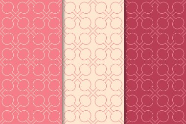 Kiraz kırmızısı geometrik süsler. Web, Tekstil ve duvar kağıtları için dikey Dikişsiz desen seti