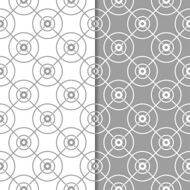 Gri ve beyaz geometrik süsler. Web, Tekstil ve duvar kağıtları için dikişsiz desen seti