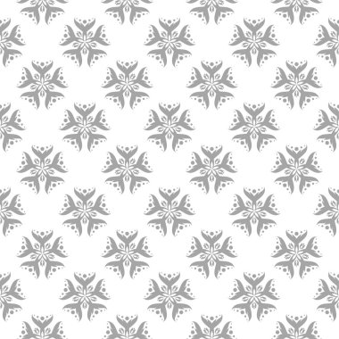 Işık gri çiçek sorunsuz süsleme beyaz arka plan üzerinde. Tekstil ve duvar kağıtları için seamless modeli