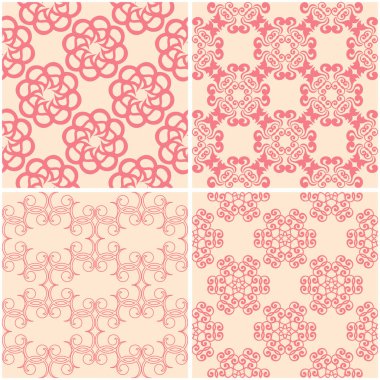 Çiçek desenleri. Dizi sorunsuz arka plan bej ve kırmızı. Vektör çizim