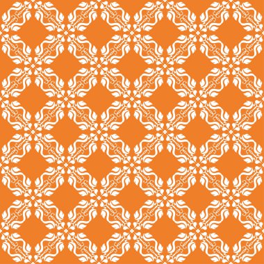 Turuncu zemin üzerine beyaz çiçek tasarım. Tekstil ve duvar kağıtları için seamless modeli