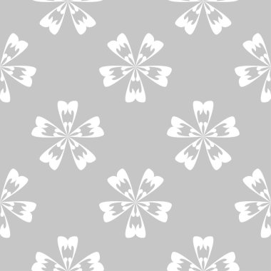 Gri arka plan üzerinde beyaz çiçek süsleme. Tekstil ve duvar kağıtları için seamless modeli