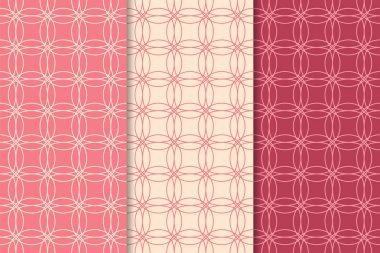 Kiraz kırmızısı geometrik süsler. Web, Tekstil ve duvar kağıtları için dikey Dikişsiz desen seti