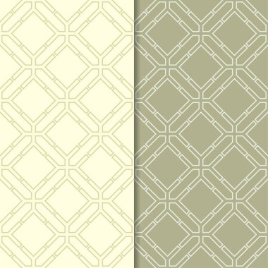 Zeytin yeşili geometrik süsler. Web, Tekstil ve duvar kağıtları için dikişsiz desen seti