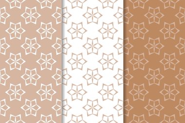 Kahverengi çiçek süsler. Tekstil ve duvar kağıtları için dikey Dikişsiz desen seti