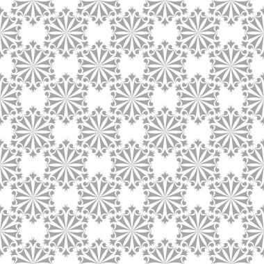 Beyaz arka plan üzerine açık gri çiçek süsleme. Tekstil ve duvar kağıtları için seamless modeli