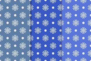 Çiçek süsler kümesi. Mavi dikey Dikişsiz desen. Duvar kağıdı arka plan