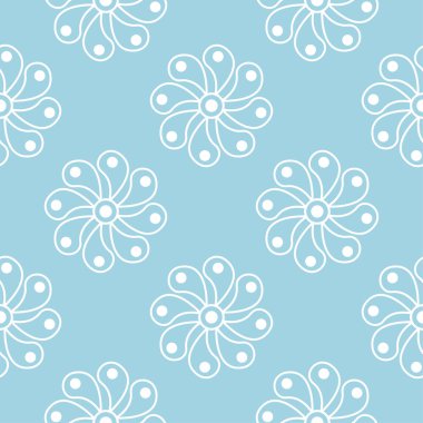 Lacivert zemin üzerine beyaz çiçek süsleme. Tekstil ve duvar kağıtları için seamless modeli