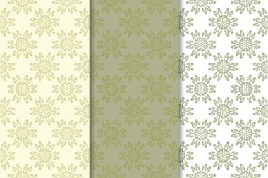 Zeytin yeşili çiçek arka planlar. Tekstil ve duvar kağıtları için dikişsiz desen seti