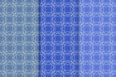 Mavi geometrik süsler. Web, Tekstil ve duvar kağıtları için dikey Dikişsiz desen seti
