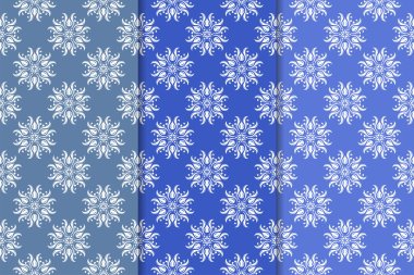 Çiçek süsler kümesi. Mavi dikey Dikişsiz desen. Duvar kağıdı arka plan