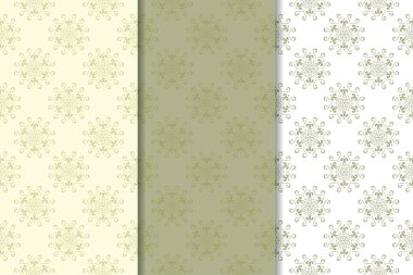 Zeytin yeşili çiçek arka planlar. Tekstil ve duvar kağıtları için dikişsiz desen seti