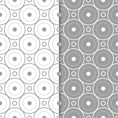 Gri ve beyaz geometrik süsler. Web, Tekstil ve duvar kağıtları için dikişsiz desen seti