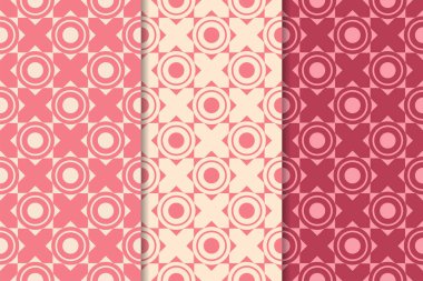 Web, Tekstil ve duvar kağıtları için dikey Dikişsiz desen kiraz kırmızı geometrik dizi