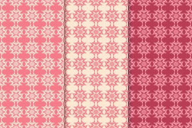 Kiraz kırmızı çiçekli süsler. Dikey Dikişsiz desen seti. Duvar kağıdı arka plan