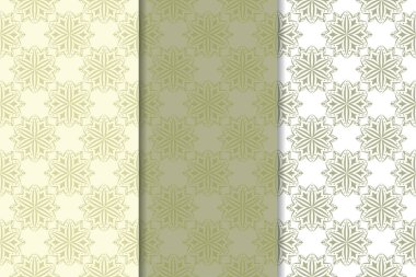 Zeytin yeşili çiçek arka planlar. Tekstil ve duvar kağıtları için dikişsiz desen seti