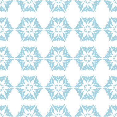 Beyaz zemin üzerine mavi çiçek süsleme. Tekstil ve duvar kağıtları için seamless modeli