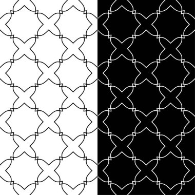 Siyah ve beyaz geometrik süsler. Web, Tekstil ve duvar kağıtları için dikişsiz desen seti