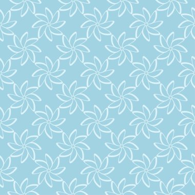 Mavi zemin üzerine beyaz çiçek desenli. Tekstil ve duvar kağıtları için sorunsuz süsleme