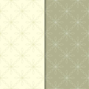 Zeytin yeşili geometrik süsler. Web, Tekstil ve duvar kağıtları için dikişsiz desen seti