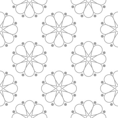 Beyaz ve gri çiçek süsleme. Tekstil ve duvar kağıtları için seamless modeli