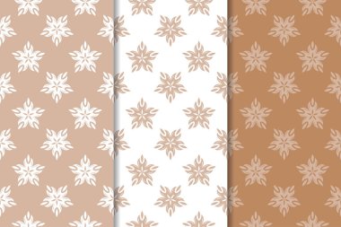 Kahverengi çiçek arka planlar. Tekstil ve duvar kağıtları için dikişsiz desen seti