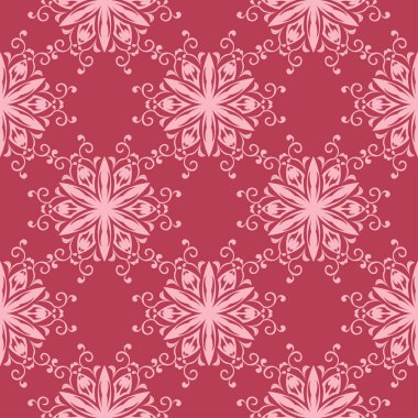 Kırmızı çiçek süsleme. Tekstil ve duvar kağıtları için seamless modeli