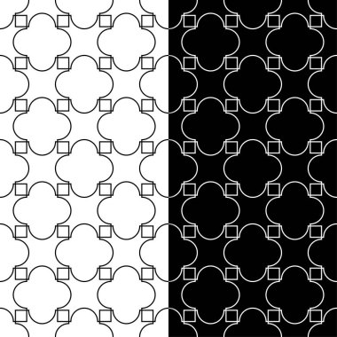 Siyah ve beyaz geometrik süsler. Web, Tekstil ve duvar kağıtları için dikişsiz desen seti