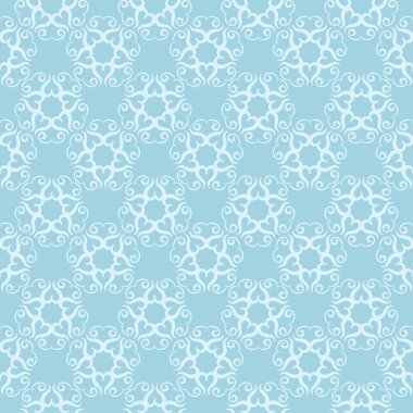 Mavi zemin üzerine beyaz çiçek tasarım. Tekstil ve duvar kağıtları için sorunsuz süsleme