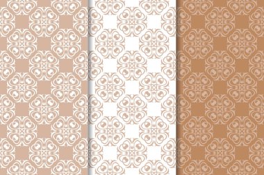 Kahverengi çiçek arka planlar. Tekstil ve duvar kağıtları için dikişsiz desen seti