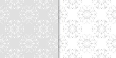 Işık gri çiçek süs tasarımlar. Tekstil ve duvar kağıtları için dikişsiz desen seti