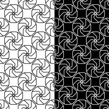 Siyah ve beyaz geometrik yazdırır. Web, Tekstil ve duvar kağıtları için dikişsiz desen seti