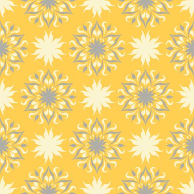 Çiçek arka plan. Sarı gri ve beyaz Dikişsiz desen duvar kağıtları, Tekstil ve kumaş için