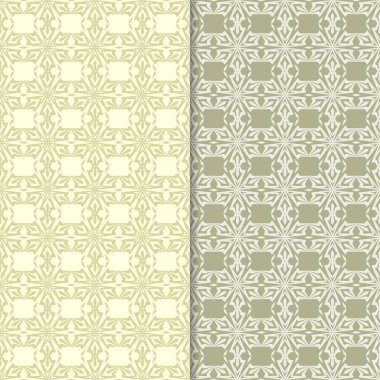 Zeytin yeşili çiçek arka planlar. Tekstil ve duvar kağıtları için dikişsiz desen seti